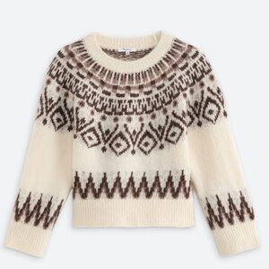 Madewell Fair Isle Sweater - Cream and Brown